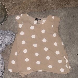 Sweet Rain Boxy Tan and White Blouse
